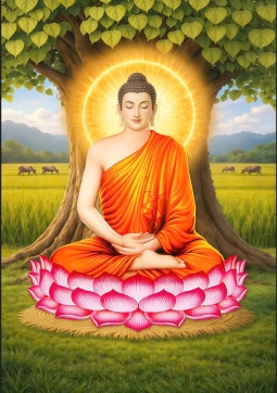 TRANH PHẬT THÍCH CA NGỒI CÁNH ĐỒNG